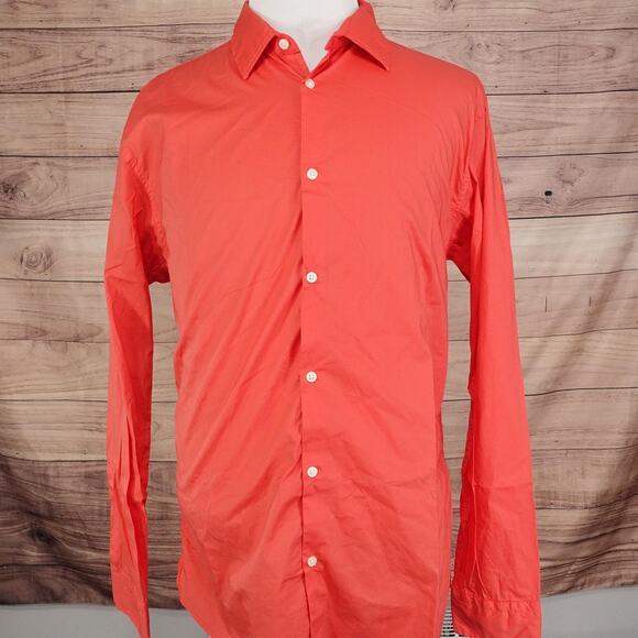 Scotch & Soda Shirt Mens 2XL Red Long Sleeve Button Up Stretch Casual Solid - Picture 3 of 9
